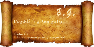 Bogdány Gergely névjegykártya